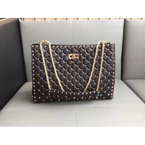 Valentino Starry Series Einkaufstasche Original Schafsleder 0346 Schwarz