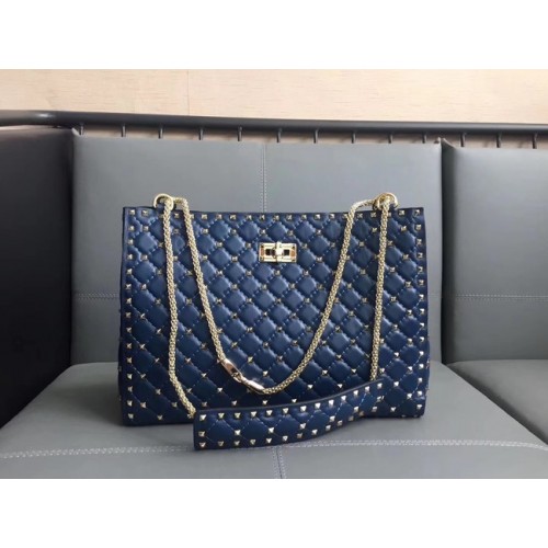 Valentino Starry Series Einkaufstasche Original Schafsleder 0346 blau