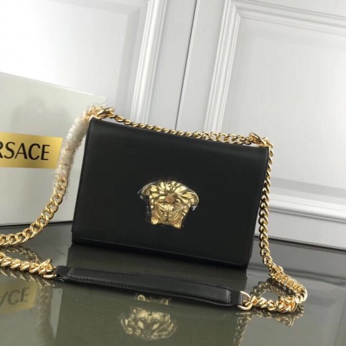 Versace Schultertasche aus Kalbsleder VS170 Schwarz