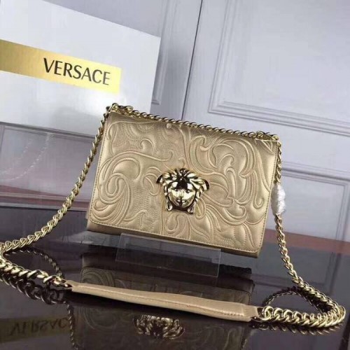 Versace Schultertasche aus Kalbsleder VS178 Gold
