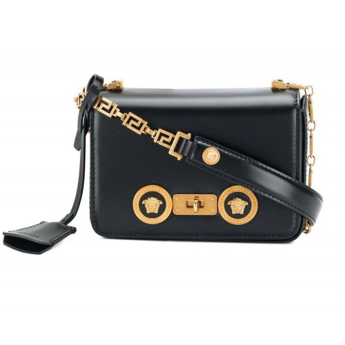 Versace Schultertasche aus Kalbsleder VS199 Schwarz