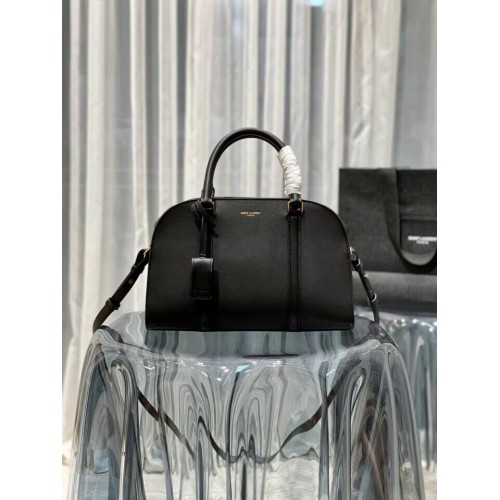 YSL CASSANDRA MITTLERE GRIFFTASCHE AUS GRAIN DE POUDRE GEPRÄGTEM LEDER Y305454 Schwarz