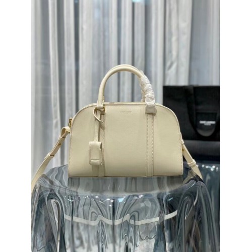 YSL CASSANDRA MITTLERE GRIFFTASCHE AUS GRAIN DE POUDRE GEPRÄGTEM LEDER Y305454 Creme