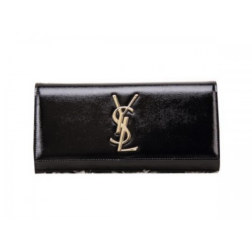 YSL Classic Monogram Clutch Bag Lackleder Y8909 Schwarz