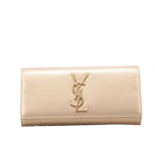 YSL Classic Monogram Clutch Bag Lackleder Y8909 Gold