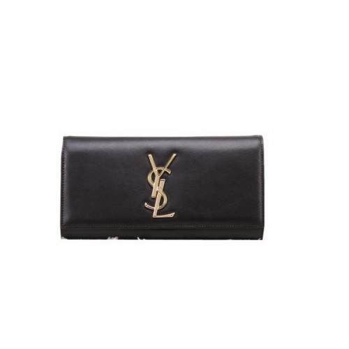 YSL Classic Monogram Clutch Bag Glattleder Y8909 Schwarz