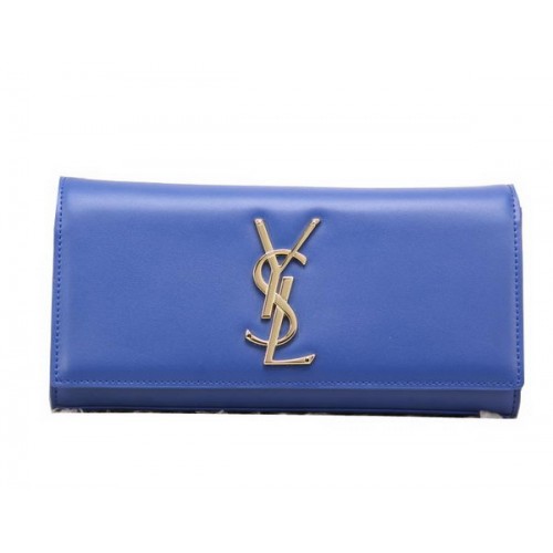 YSL Classic Monogram Clutch Bag Glattleder Y8909 Blau