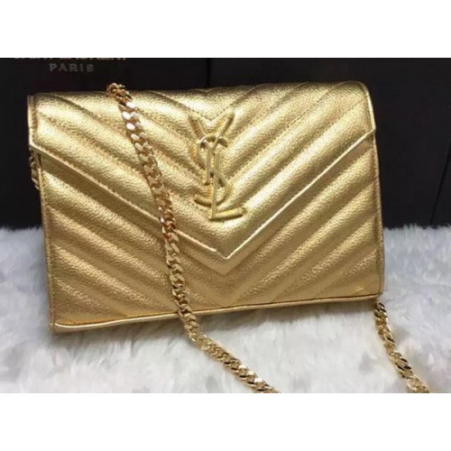 YSL Klassische Monogramm-Clutch Cannage-Muster YSL0223 Gold
