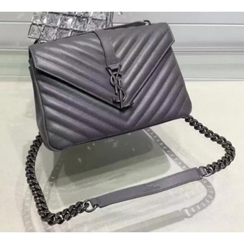 YSL Classic Monogramme Flap Bag Kalbsleder Y22369 Grau