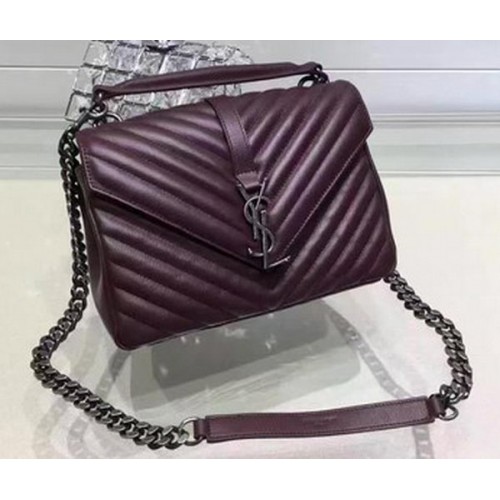 YSL Classic Monograme Flap Bag Kalbsleder Y22369 Wein