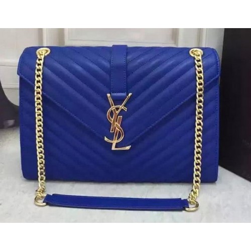 YSL Classic Monograme Flap Bag Kalbsleder Y26588 Blau