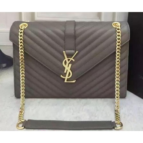 YSL Classic Monogramme Flap Bag Kalbsleder Y26588 Grau
