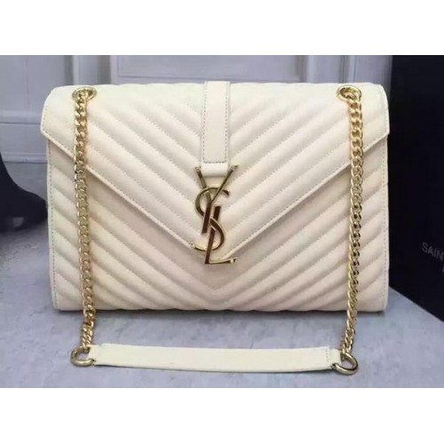 YSL Classic Monograme Flap Bag Kalbsleder Y26588 Weiß