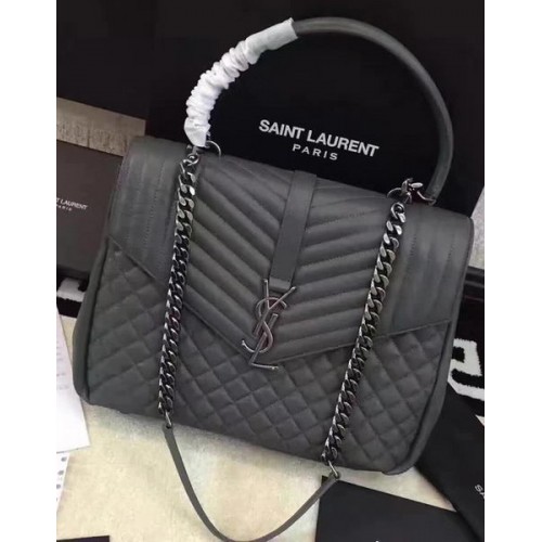 YSL Classic Monograme Flap Bag Kalbsleder Y26802 Grau