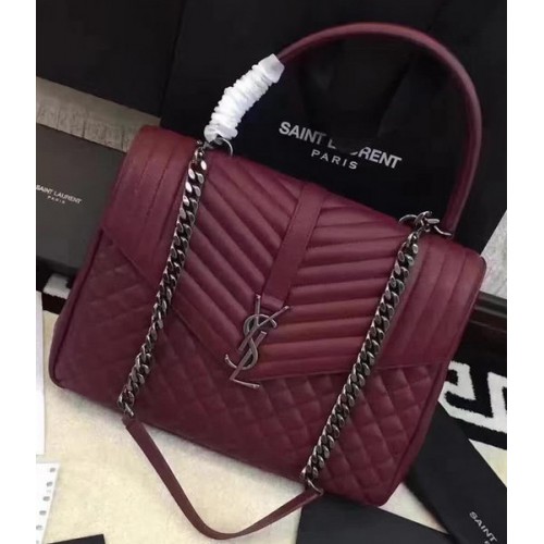 YSL Classic Monogramme Flap Bag Kalbsleder Y268033 Burgund