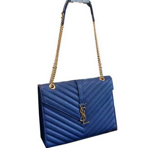 YSL Classic Monogram Flap Bag Cannage-Muster 311224 Blau