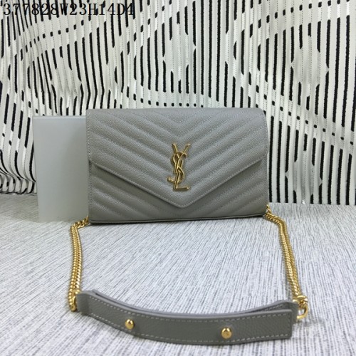 YSL Classic Monogram Flap Bag Cannage-Muster Y377828L Grau
