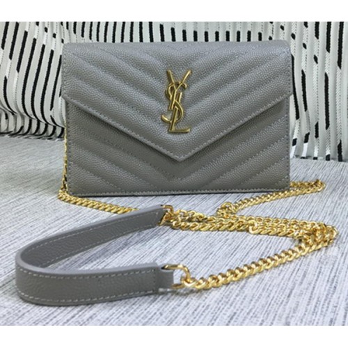 YSL Classic Monogram Flap Bag Cannage-Muster Y377828S Grau