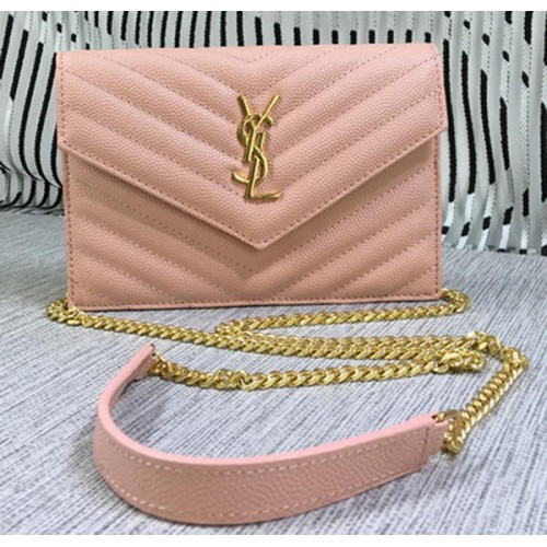 YSL Classic Monogram Flap Bag Cannage-Muster Y377828S Rosa