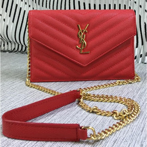 YSL Classic Monogram Flap Bag Cannage-Muster Y377828S Rot
