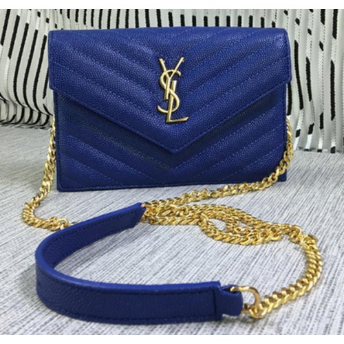 YSL Classic Monogram Flap Bag Cannage-Muster Y377828S Königsblau