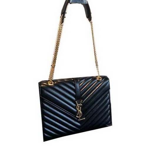 YSL Classic Monograme Flap Bag Glattleder 311224 Schwarz