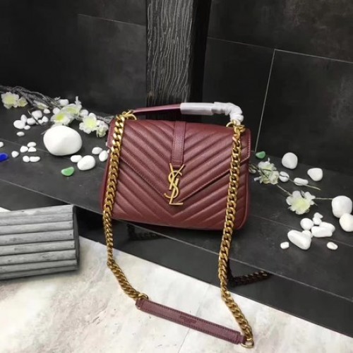YSL Klassische Monogramm-Überschlagtasche aus rotem Leder Y392737 Gold
