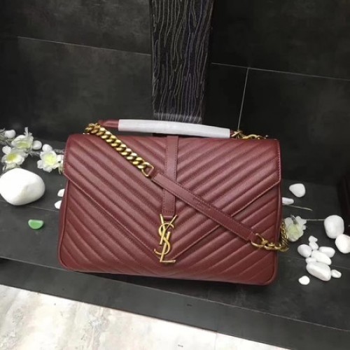 YSL Klassische Monogramm-Überschlagtasche aus rotem Leder Y392738 Gold