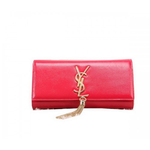YSL Klassische Clutch aus Lackleder mit Monogramm und Quasten Y8908 Rot