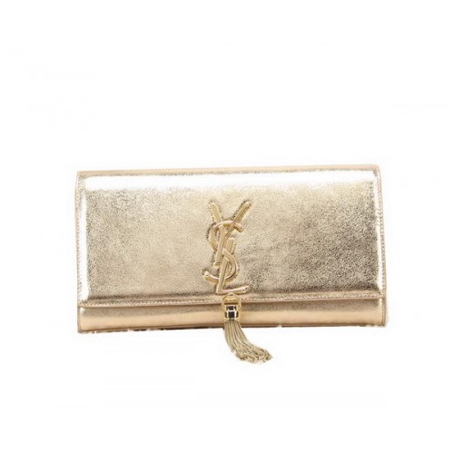 YSL Klassische Glattleder-Clutch mit Monogramm-Quaste Y8908 Gold