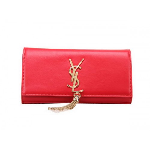 YSL Klassische Glattleder-Clutch mit Monogramm-Quaste Y8908 Rot