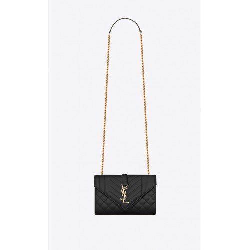 YSL UMSCHLAG KLEIN AUS MATELASSEGRAIN DE POUDRE GEPRÄGTEM LEDER MIX 19207 SCHWARZ