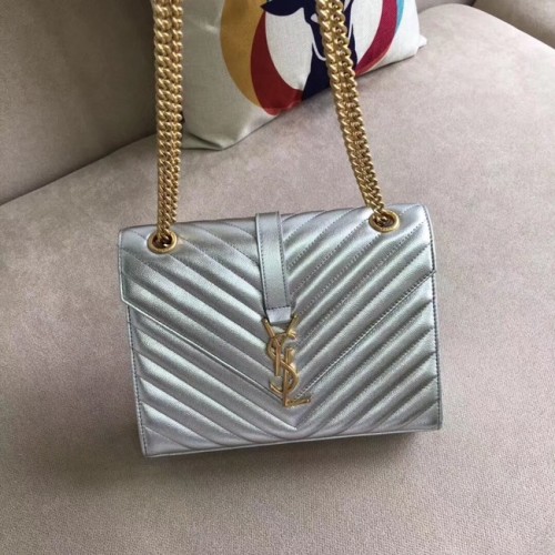 YSL Überschlagtasche Kalbsleder 396910 silber