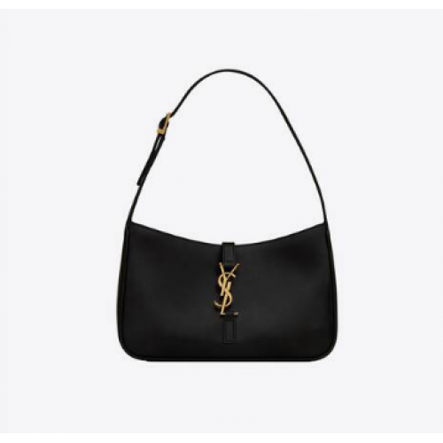 YSL LE 5 A 7 HOBO TASCHE AUS GLATTLEDER Y687228 Schwarz