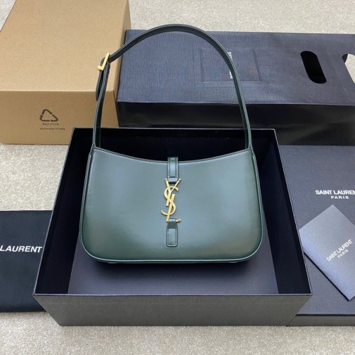 YSL LE 5 A 7 HOBO TASCHE AUS GLATTLEDER Y687228 Schwarzgrün