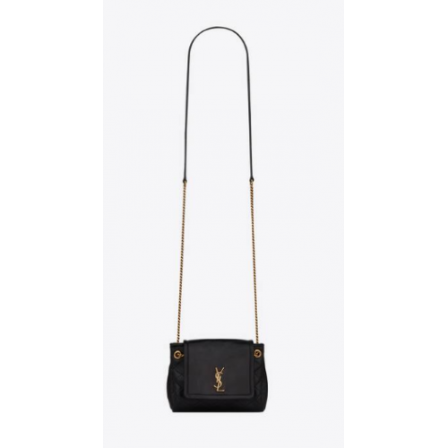 YSL MONOGRAMM MINI NOLITA AUS LAMEM LEDER 672738 SCHWARZ