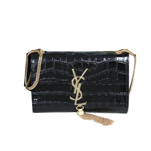 YSL Monogramm Umhängetasche Krokoleder Y311218 Schwarz