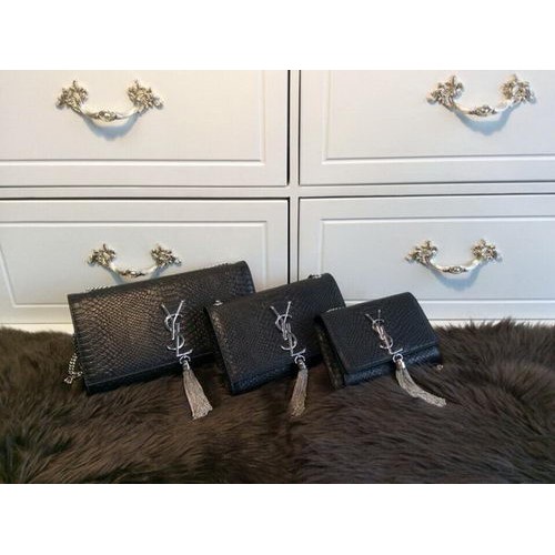 YSL Monogramm Umhängetasche Schlangenleder Y31128 Schwarz