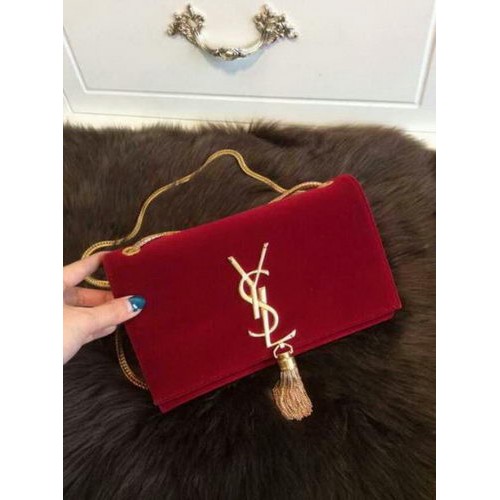 YSL Monogramm Umhängetasche Wildleder 311218 Rot