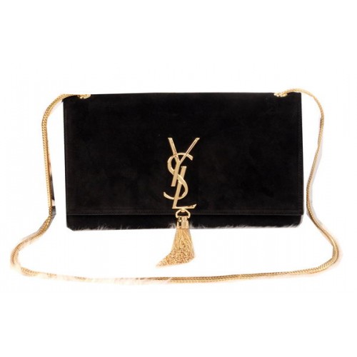 YSL Monogramm Umhängetasche Wildleder Y311214 Schwarz