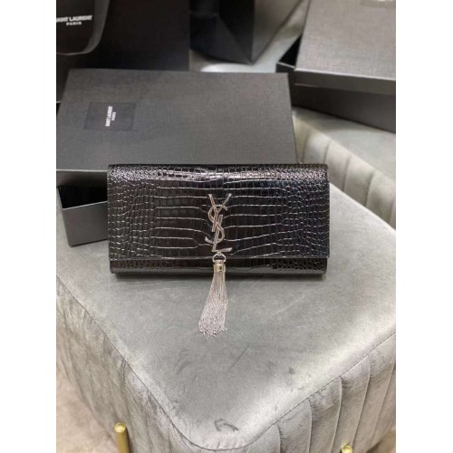 YSL Saint Laurent Medium Kate Bag Y306079 Schwarz-silberne Hardware