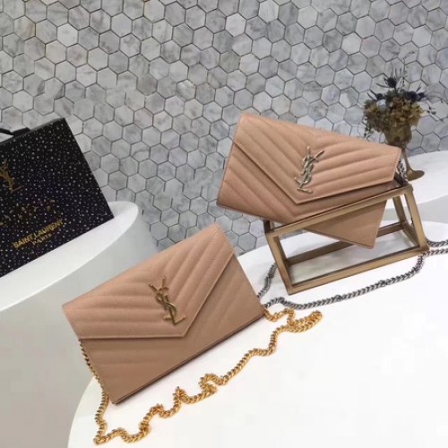 YSL WOC Classic Monograme Flap Bag Cannage Muster Y1003 Apricot