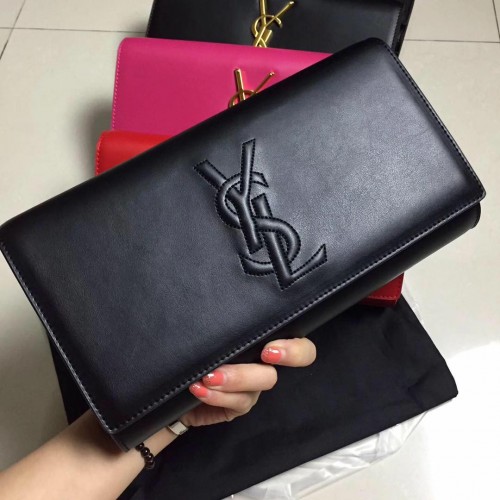Yves Saint Laurent Belle de Jour Clutch aus Kalbsleder Y7145 Schwarz