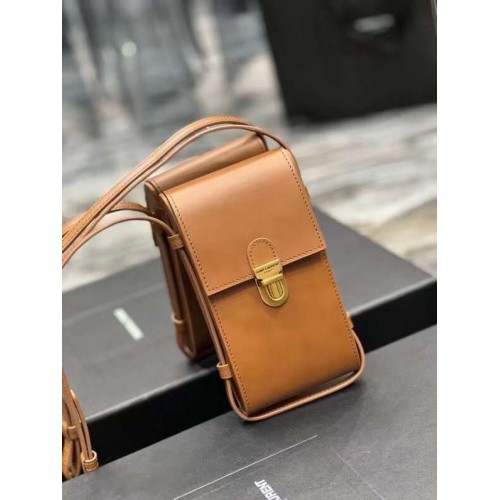Yves Saint Laurent Umhängetasche aus Kalbsleder Y567718 braun