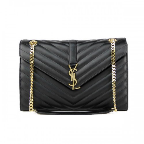 Yves Saint Laurent Classic Monogram Flap Bag Y2039 Schwarz