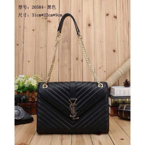 Yves Saint Laurent Classic Monogram Flap Bag Y26584 Schwarz