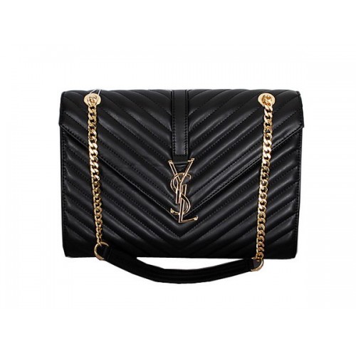 Yves Saint Laurent Classic Monogram Flap Bag Y8245 Schwarz
