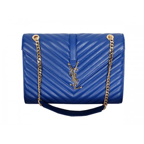 Yves Saint Laurent Classic Monogram Flap Bag Y8245 Blau Yves Saint Laurent Classic Monogram Flap Bag Y8245 Blau
