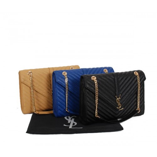 Yves Saint Laurent Classic Monogram Flap Bag Y9201 Aprikose&Blau&Schwarz
