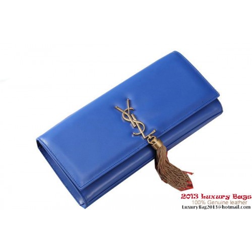 Yves Saint Laurent Klassische Monogramm Quaste Clutch Bag Y041 Blau